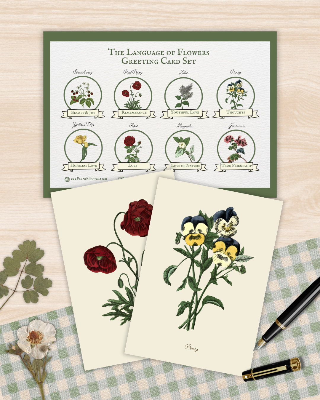 Handmade Red Poppy Greeting Card with Envelope
