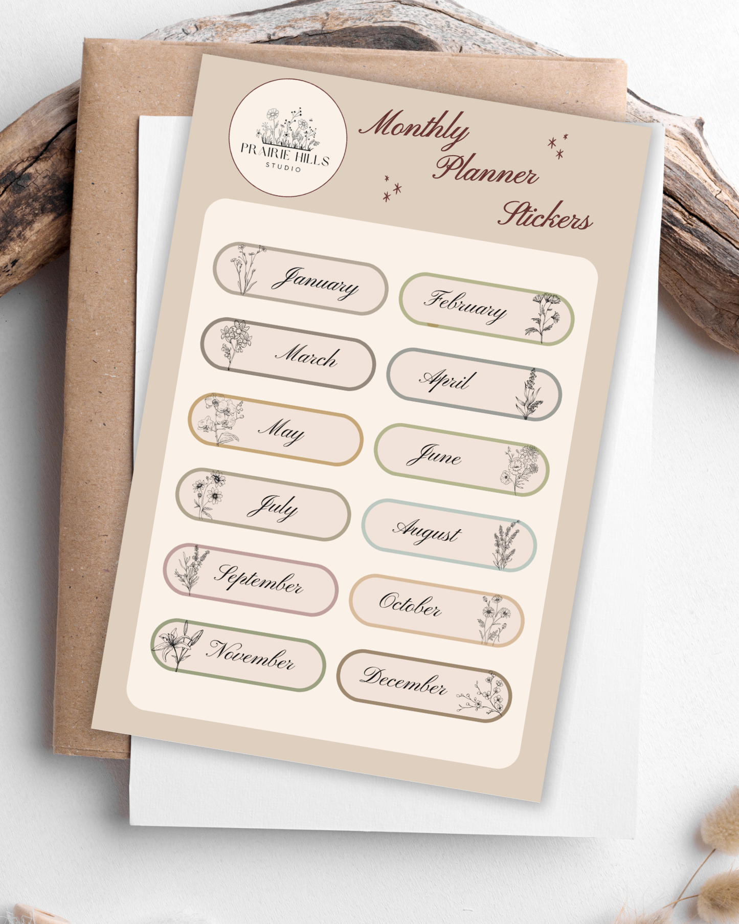 Floral Monthly Planner Sticker Sheet