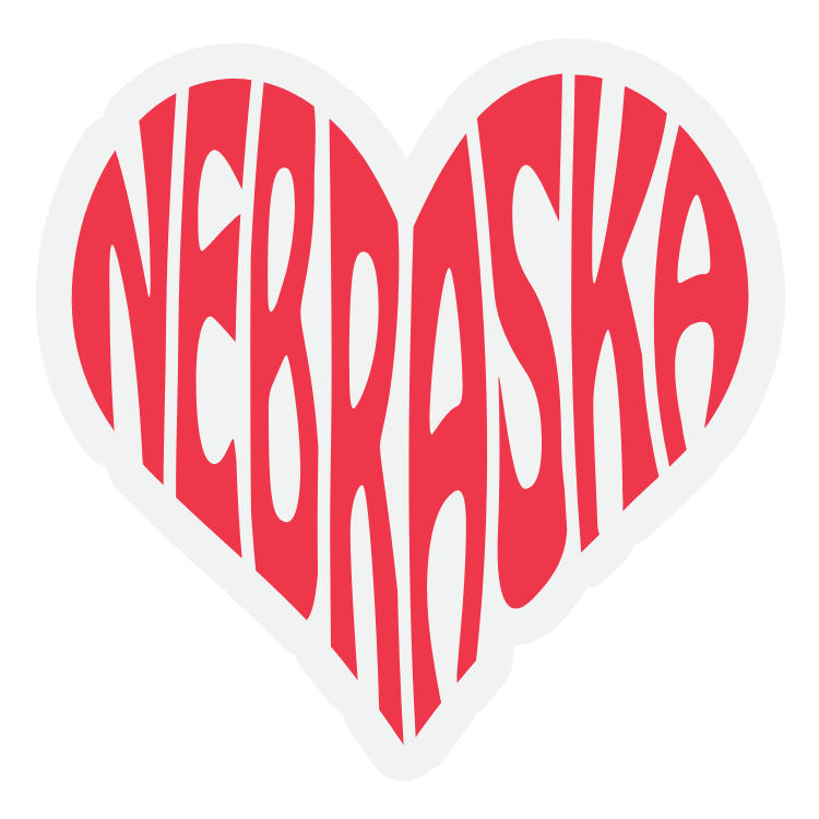 Retro Small Nebraska Heart Vinyl Die-Cut Sticker