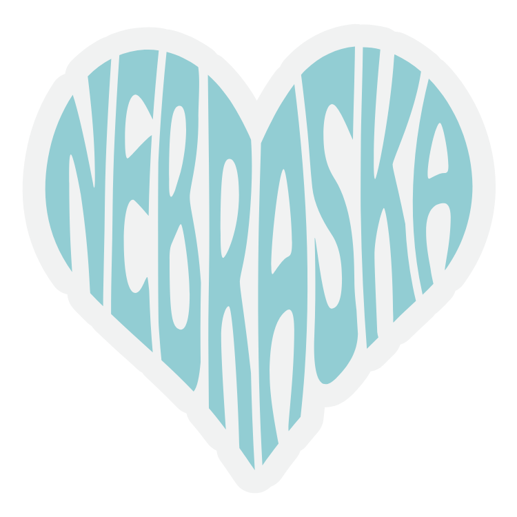 Retro Small Nebraska Heart Vinyl Die-Cut Sticker