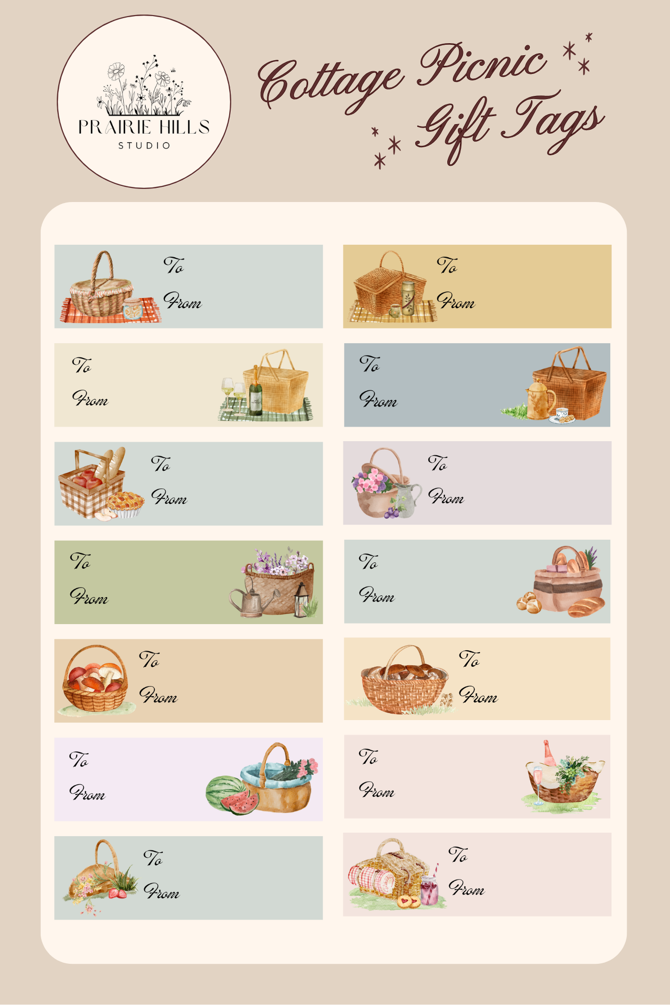 Cottage Picnic Gift Tag Stickers