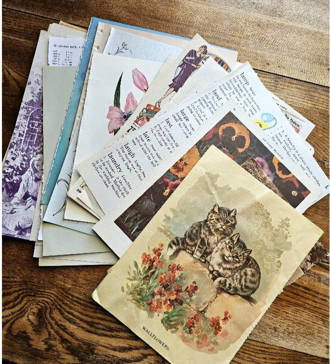 Vintage Paper Pack – 100 Pages of Ephemera for Junk Journals, Scrapbooking, Collage & Mixed Media Art