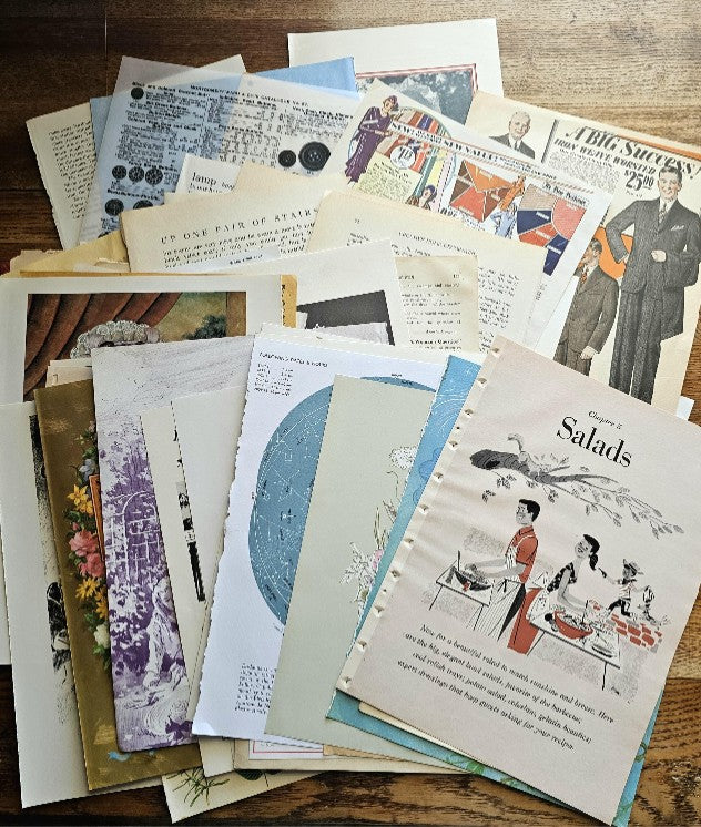 Vintage Paper Pack – 100 Pages of Ephemera for Junk Journals, Scrapbooking, Collage & Mixed Media Art