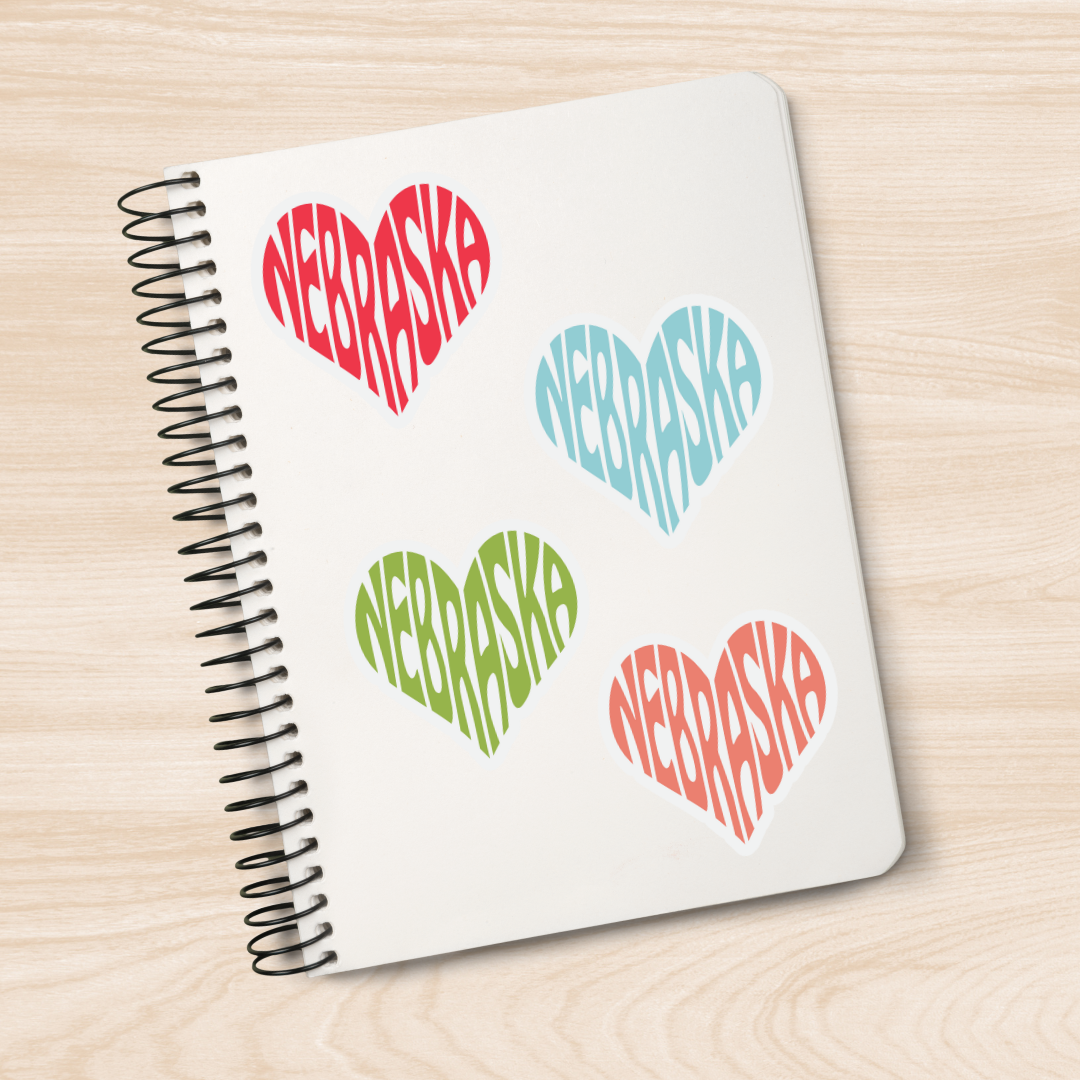 Retro Small Nebraska Heart Vinyl Die-Cut Sticker