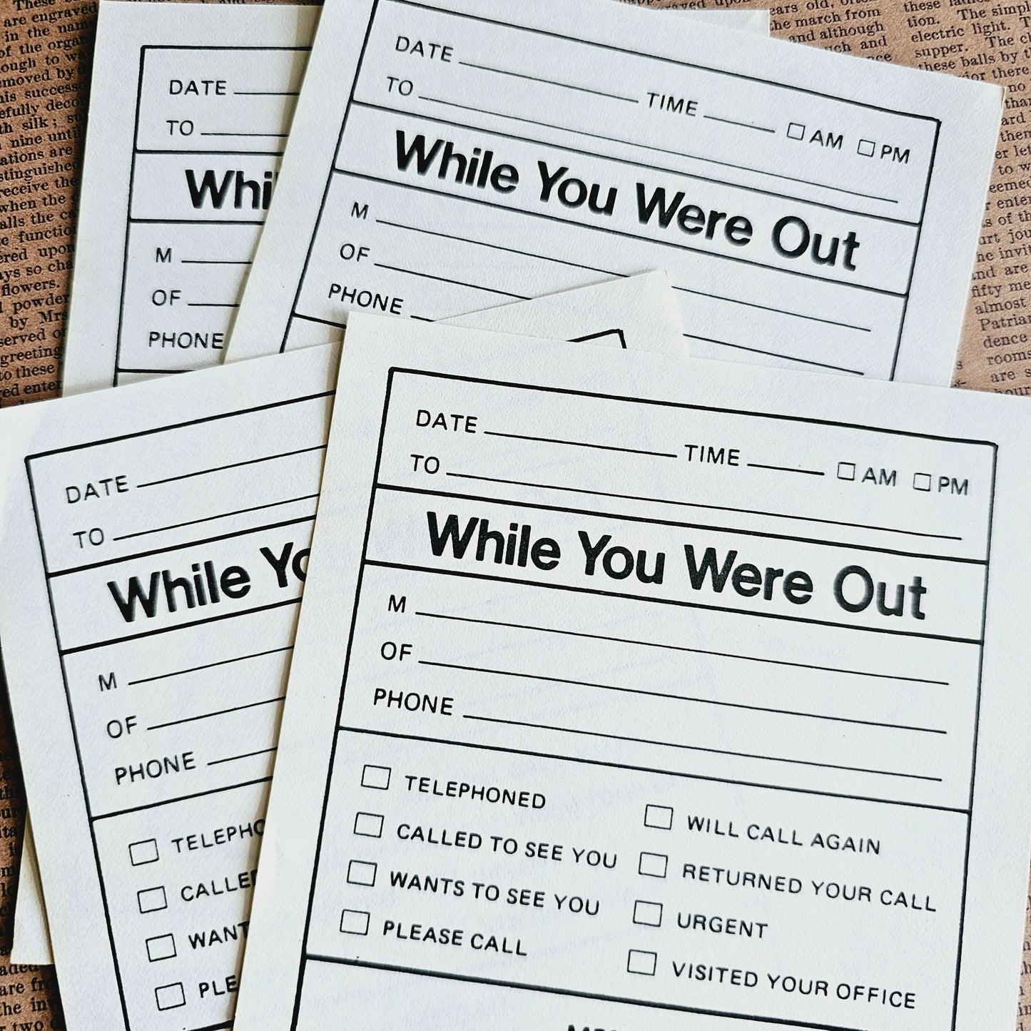 Set of 8 - "While You Were Out" Vintage Office Memo Pages