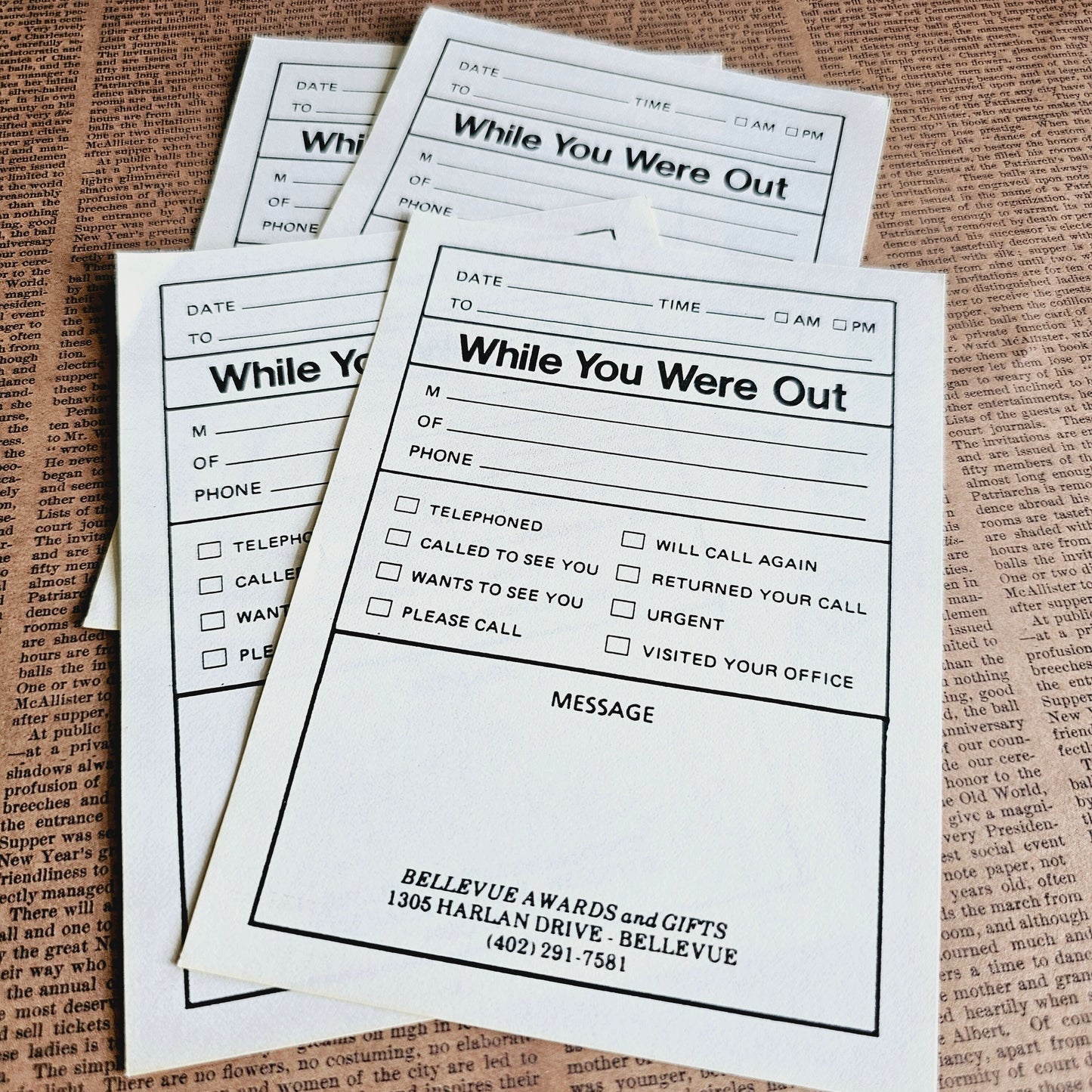 Set of 8 - "While You Were Out" Vintage Office Memo Pages