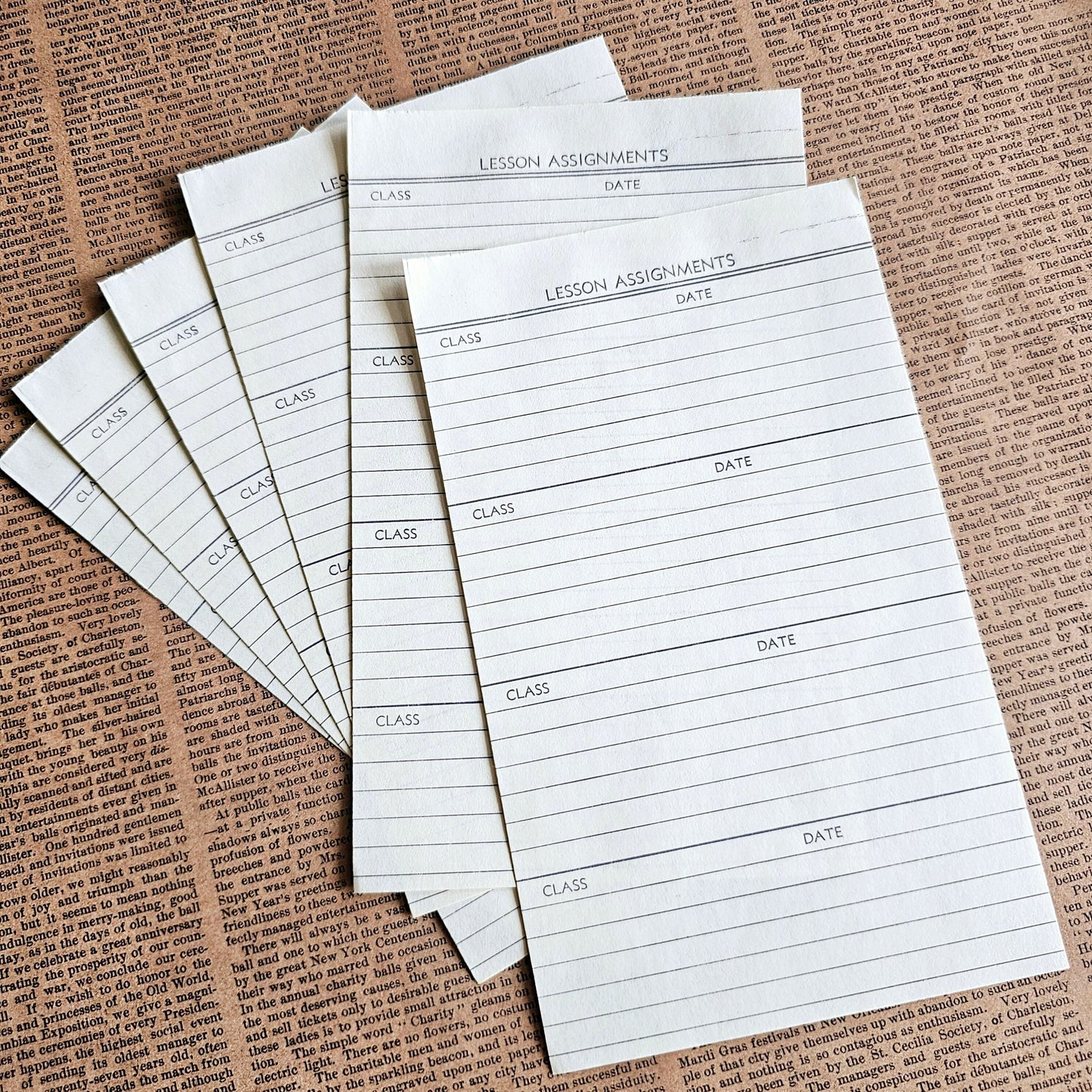 Set of 6 - Vintage Lesson Assignment Note Pages
