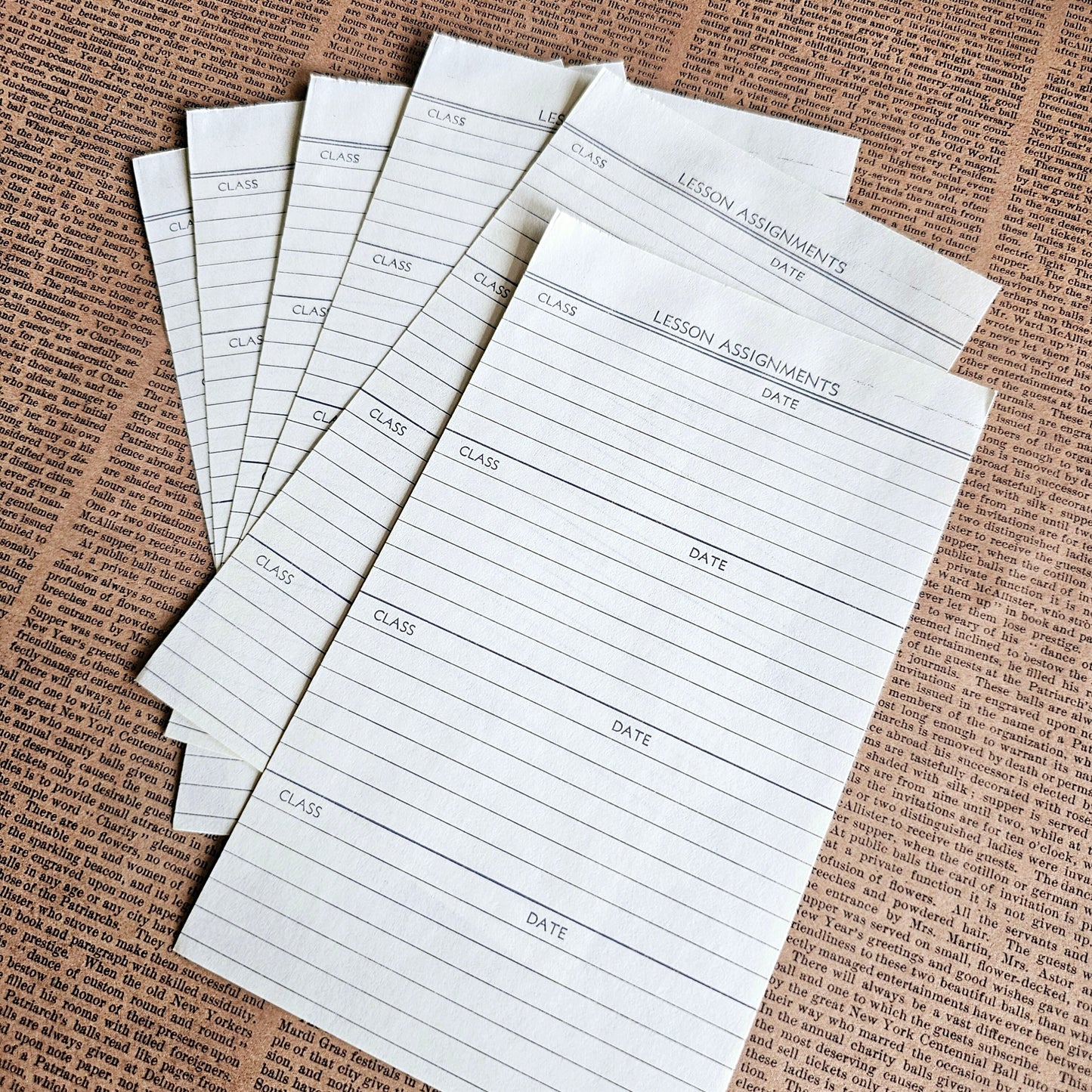 Set of 6 - Vintage Lesson Assignment Note Pages