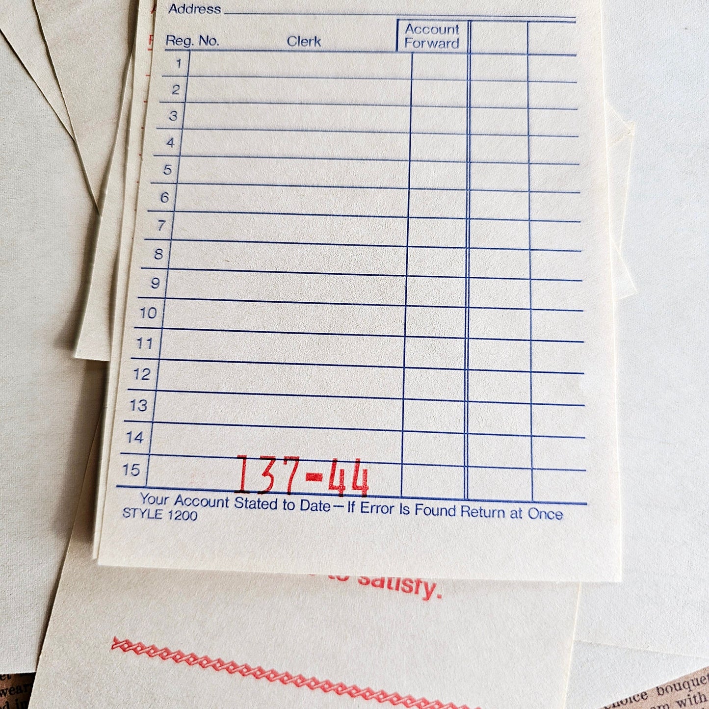 Set of 10 - Vintage Retro Check Receipt Pages