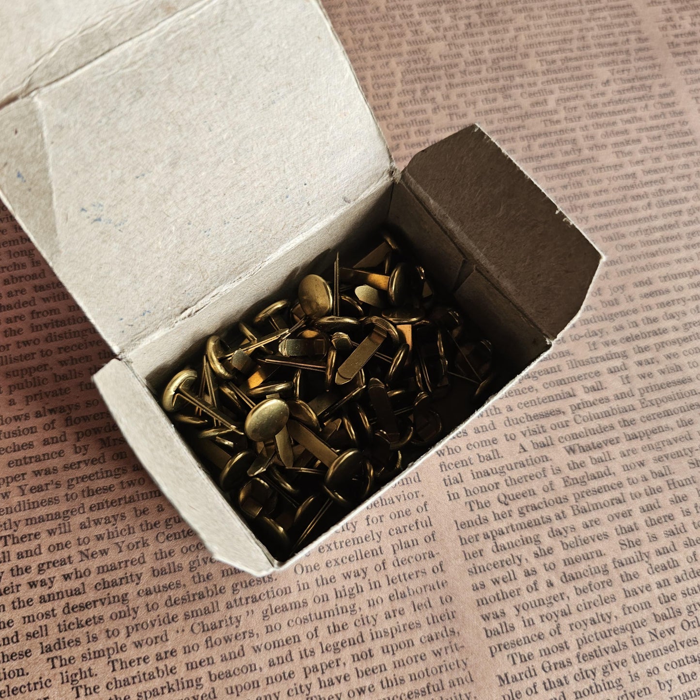 Vintage Box of Noesting Brass Paper Fasteners No. 2