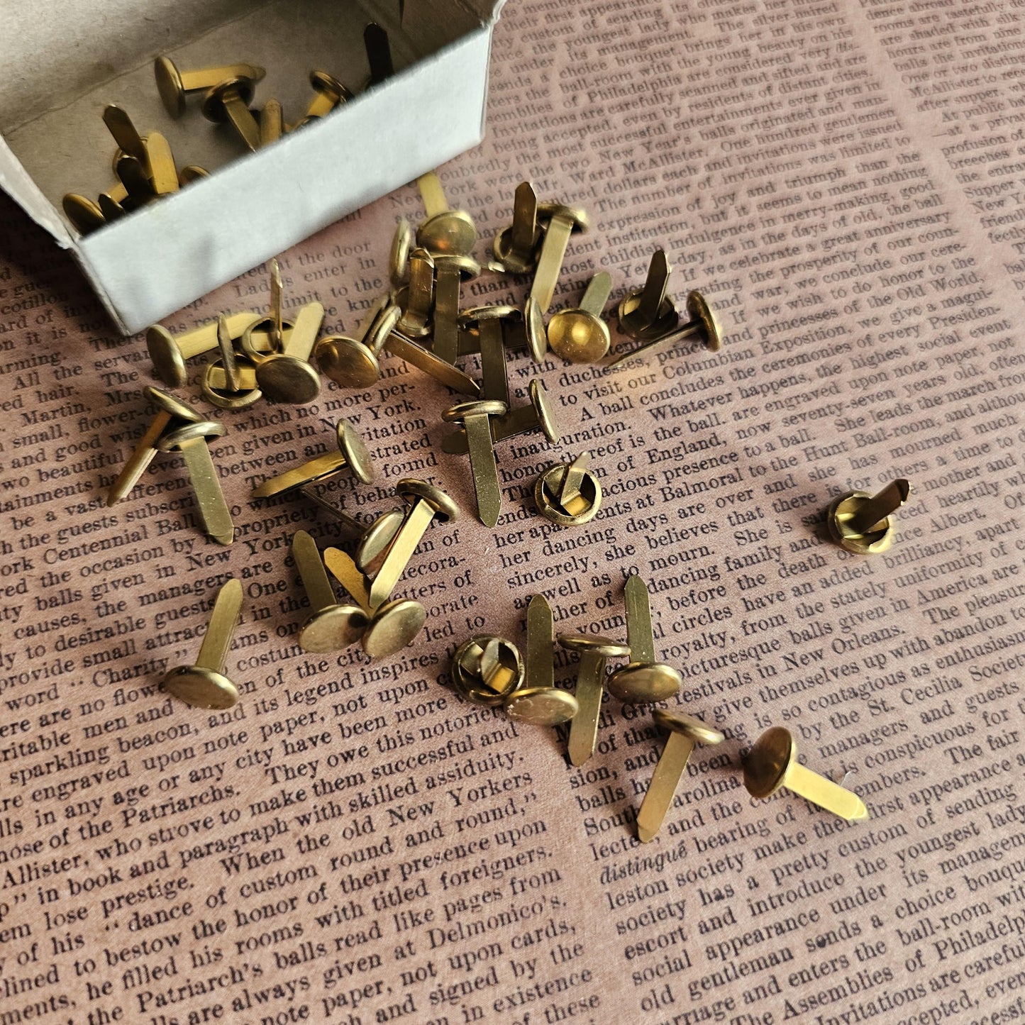 Vintage Box of Noesting Brass Paper Fasteners No. 2