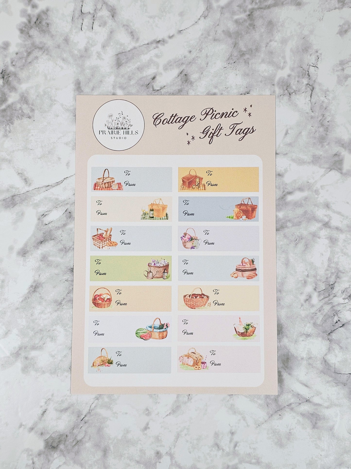 Cottage Picnic Gift Tag Stickers