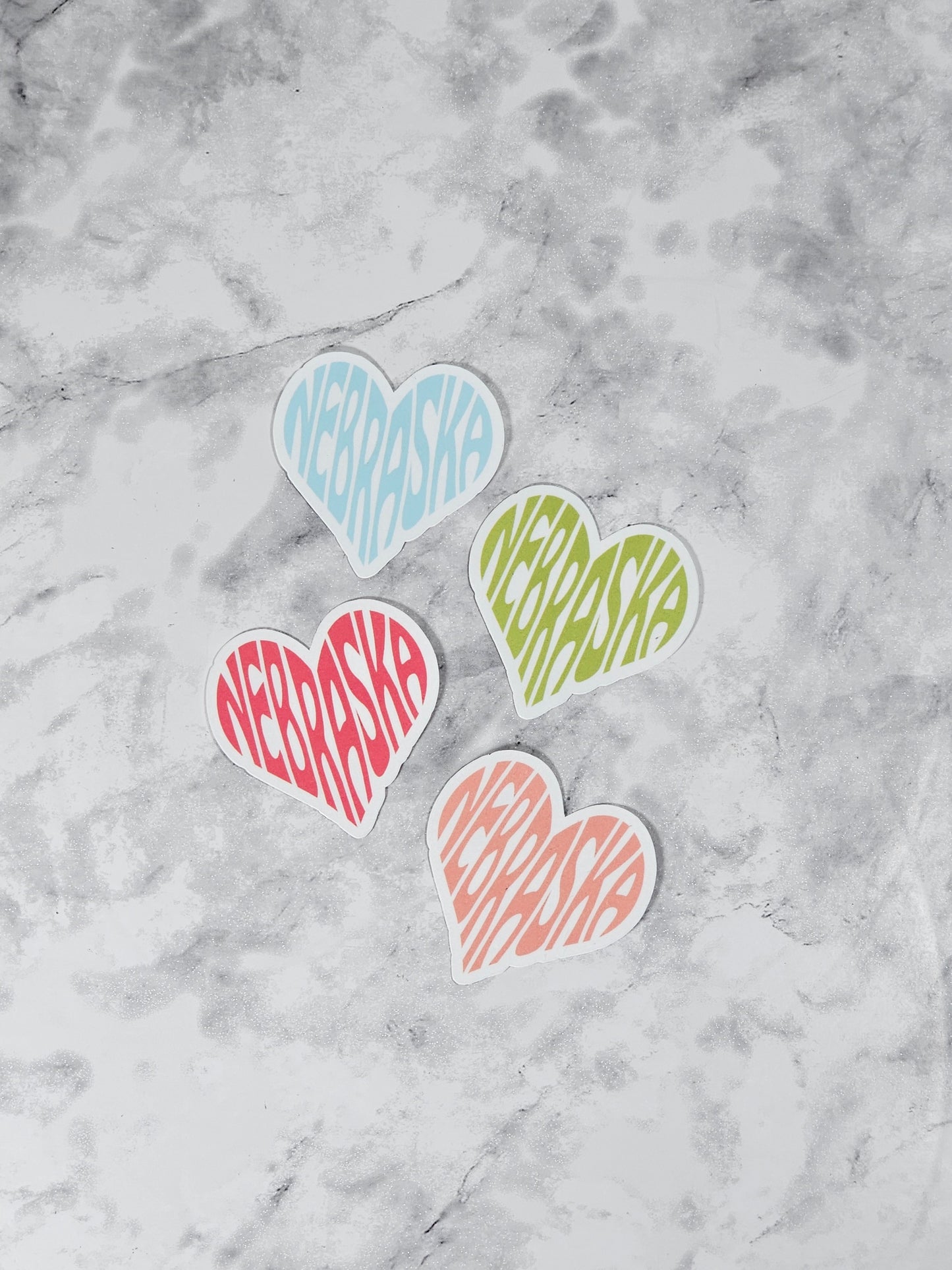 Retro Small Nebraska Heart Vinyl Die-Cut Sticker