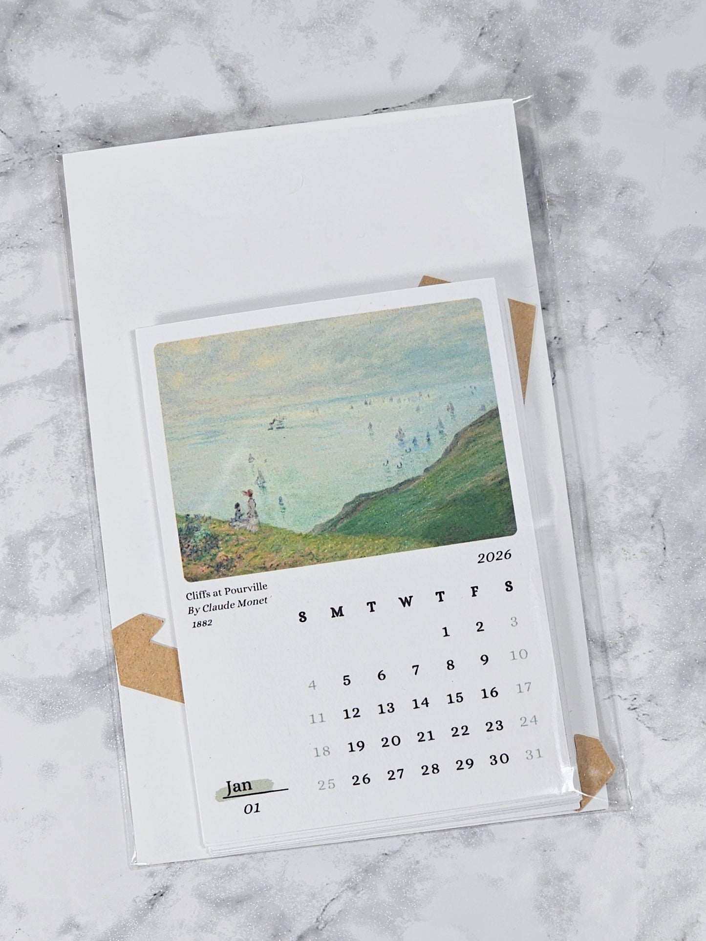 Claude Monet 2026 Mini Desk Calendar & Easel | 12 Month Calendar