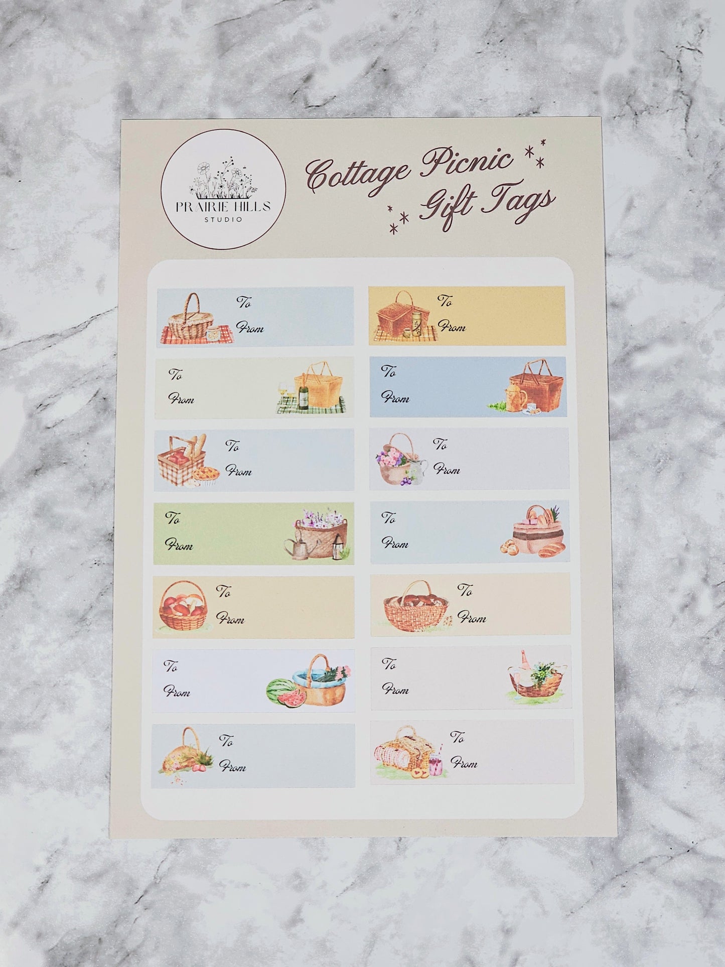 Cottage Picnic Gift Tag Stickers