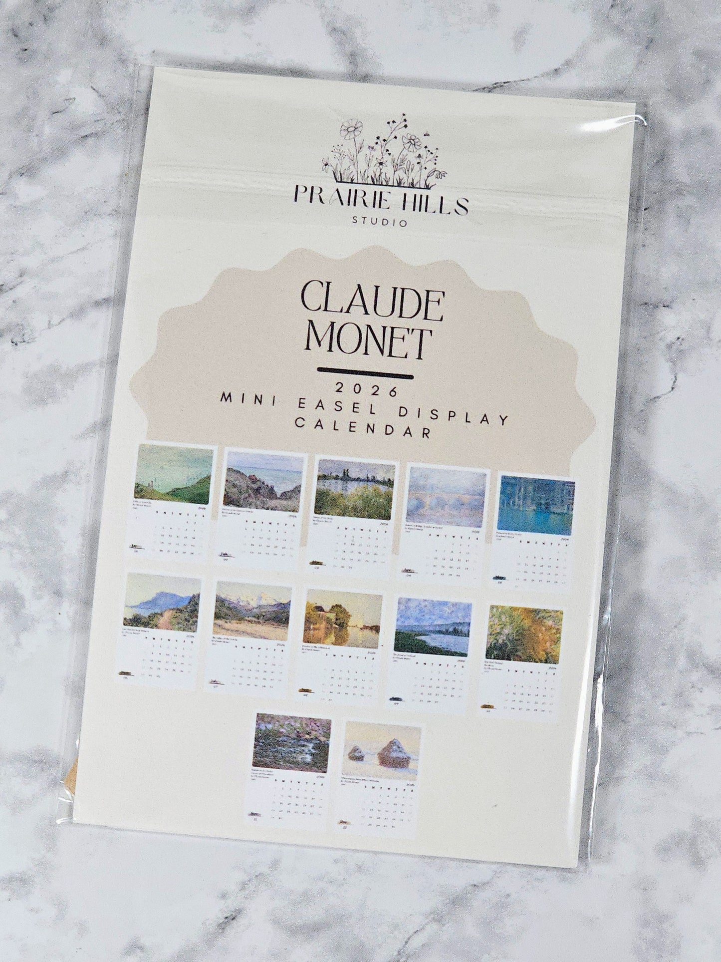 Claude Monet 2026 Mini Desk Calendar & Easel | 12 Month Calendar