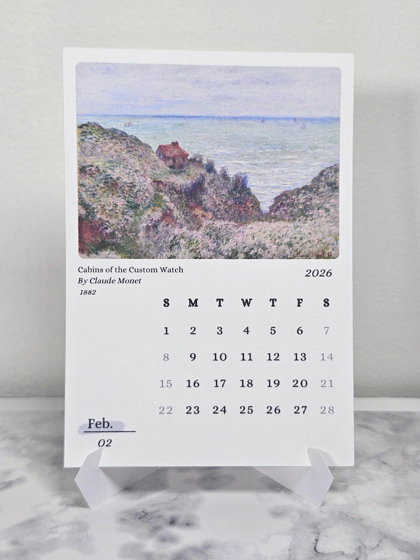 Claude Monet 2026 Mini Desk Calendar & Easel | 12 Month Calendar