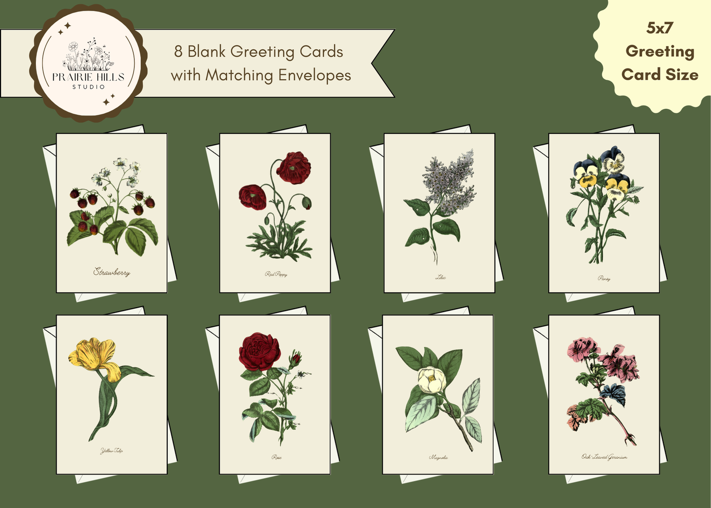 The Language of Flowers Handmade Greeting Card Set