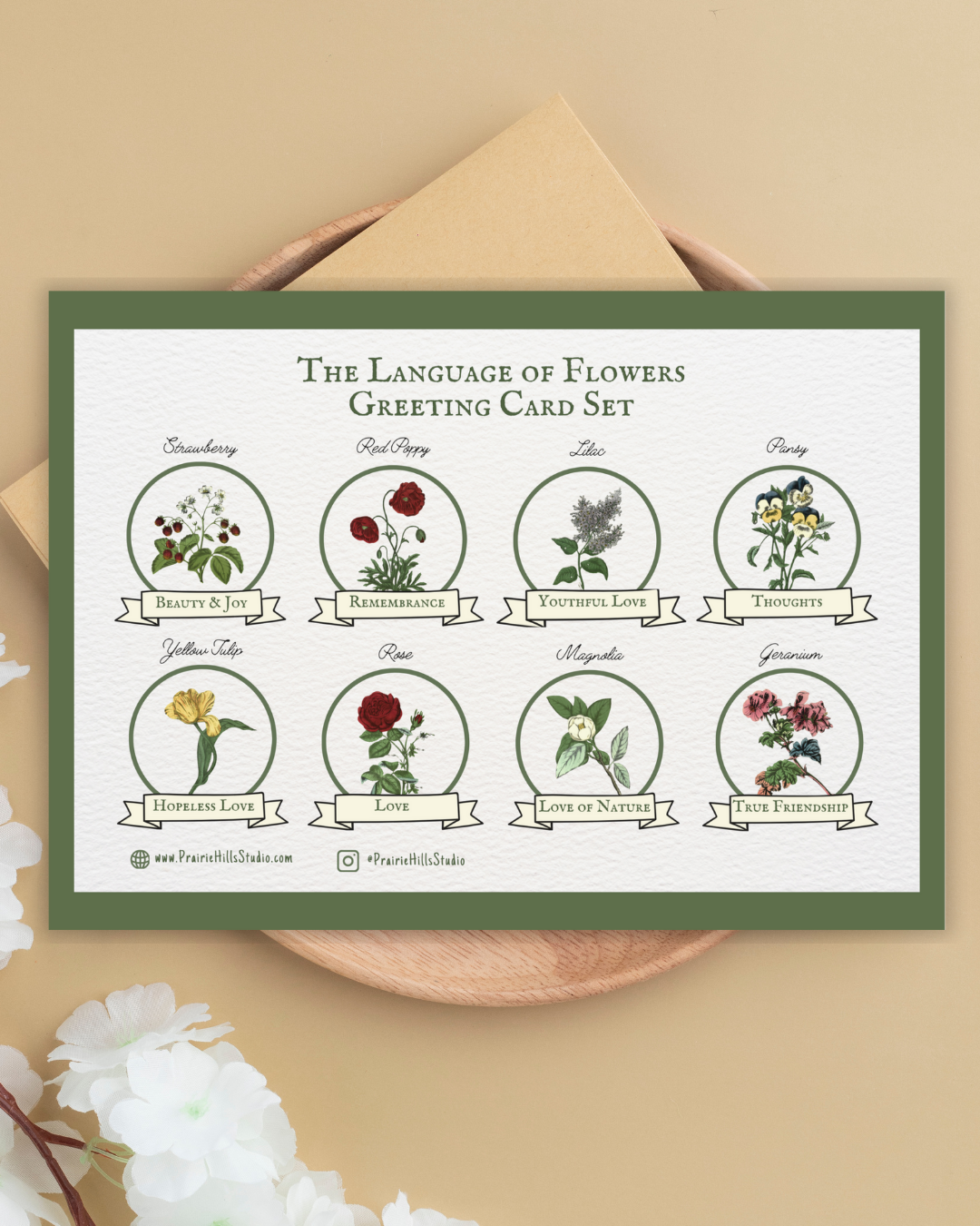 The Language of Flowers Handmade Greeting Card Set