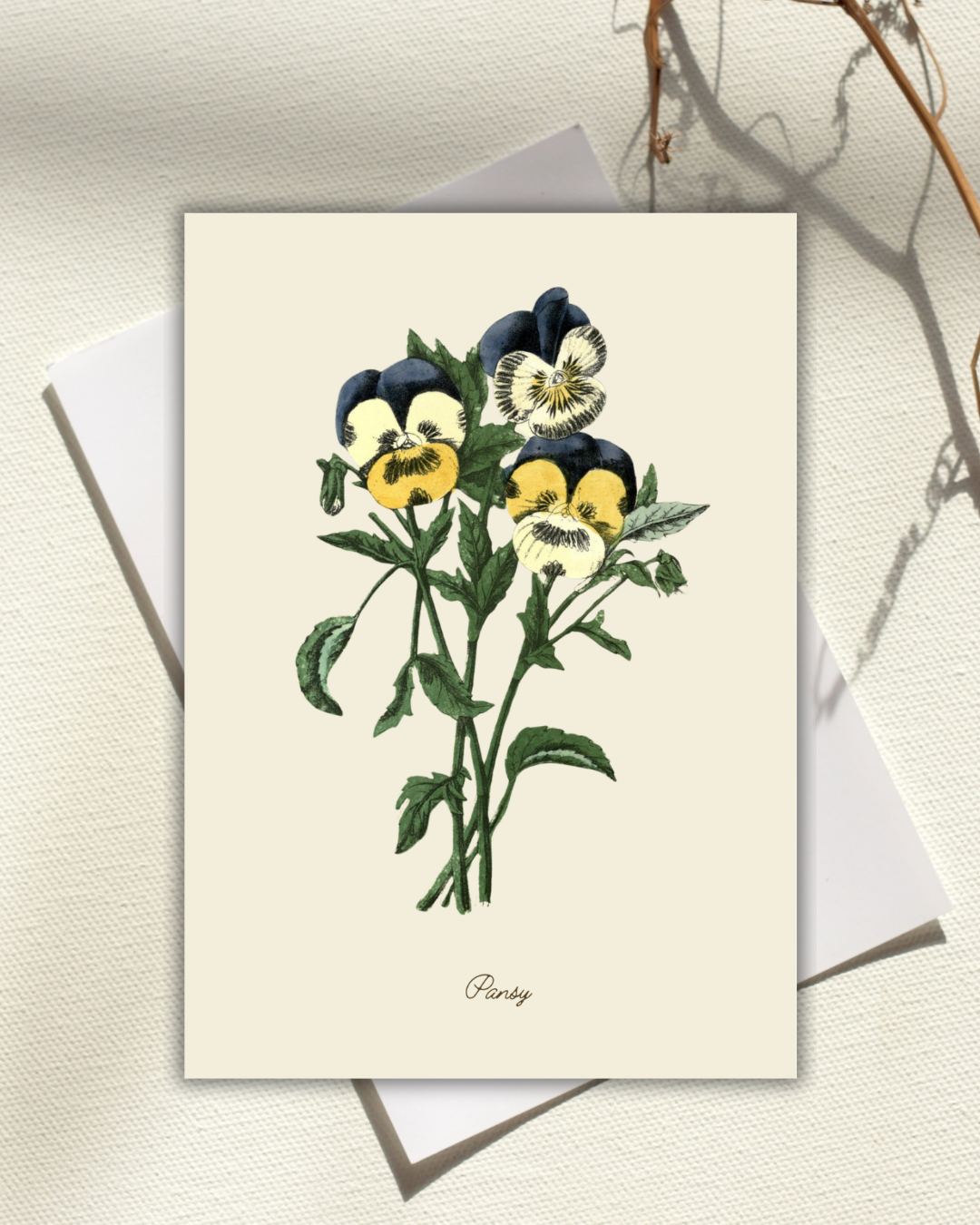 Handmade Pansy Greeting Card with Envelope