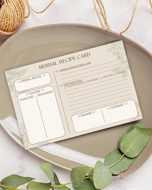Handmade Herbal Recipe Cards - Set of 20