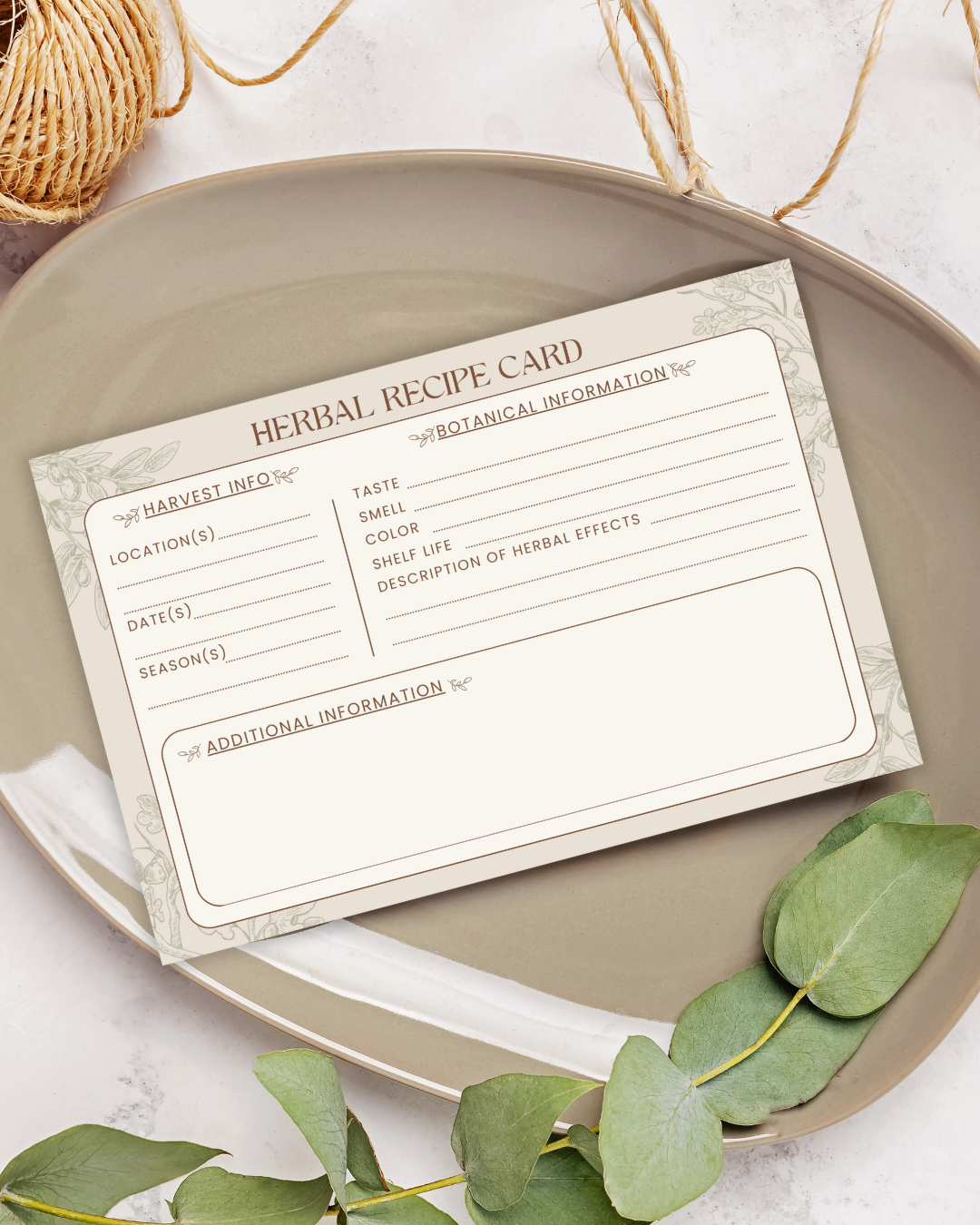 Handmade Herbal Recipe Cards - Set of 20