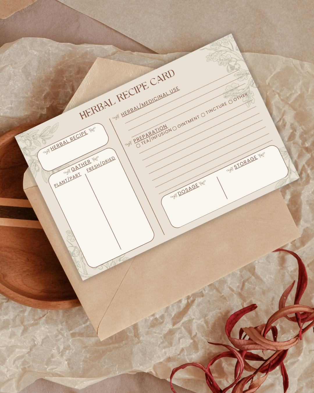 Handmade Herbal Recipe Cards - Set of 20