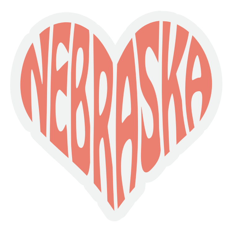 Retro Small Nebraska Heart Vinyl Die-Cut Sticker