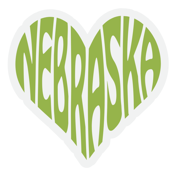 Retro Small Nebraska Heart Vinyl Die-Cut Sticker
