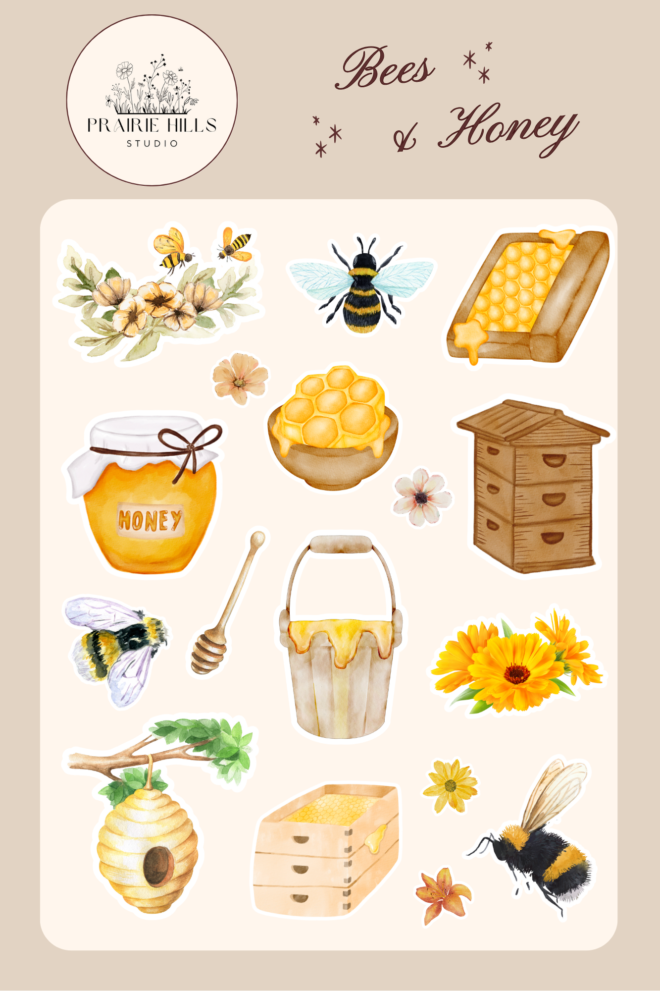 Bees and Honey Sticker Sheet