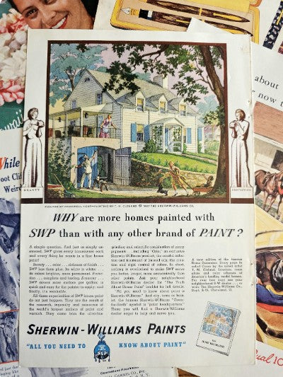 Set of 5 - Vintage 1930s Retro Advertisement Pages