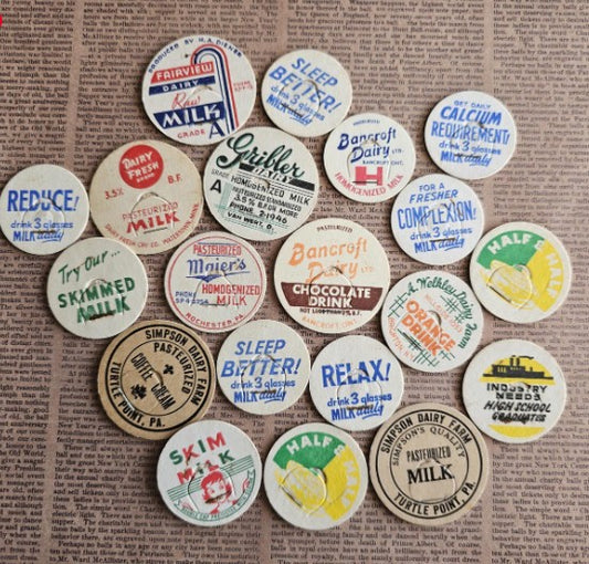 Set of 20 - Vintage Milk Bottle Cap Pull Tabs