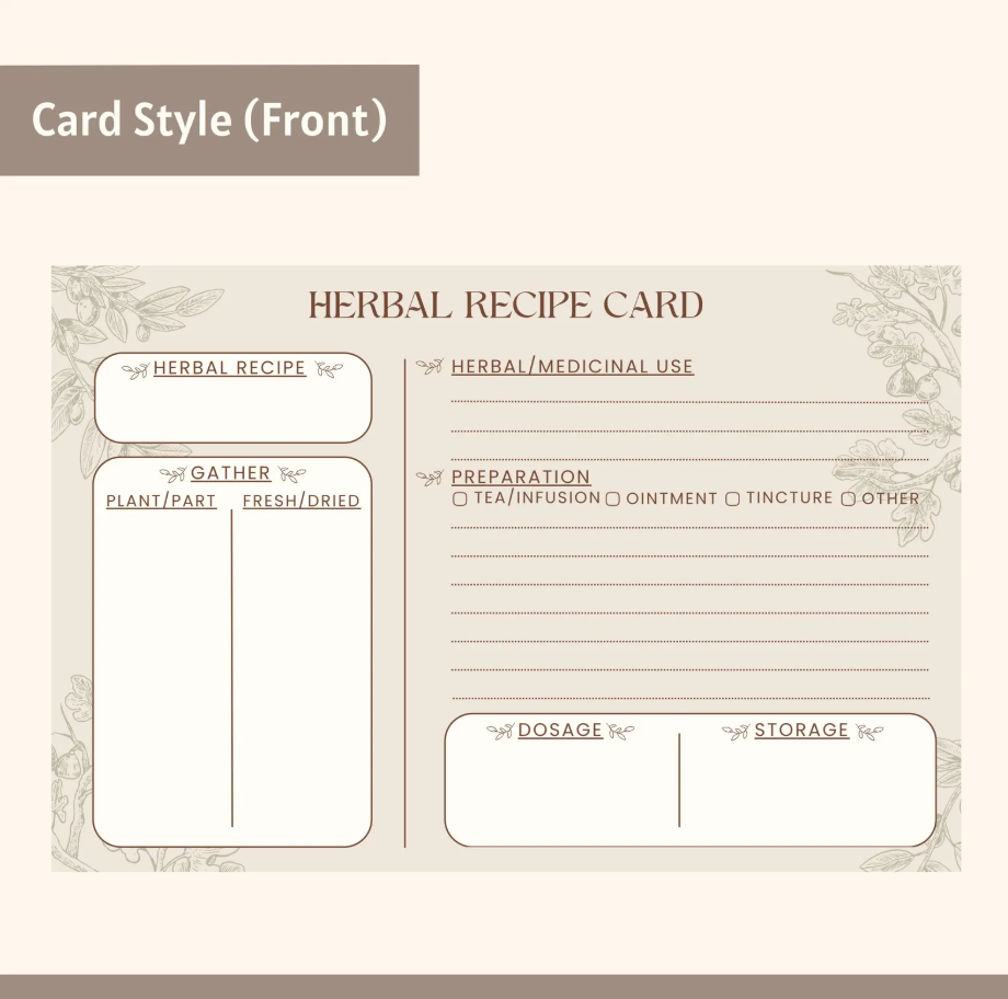 Printable Herbal Recipe Card Template | 4x6 Editable Design (Digital Download)