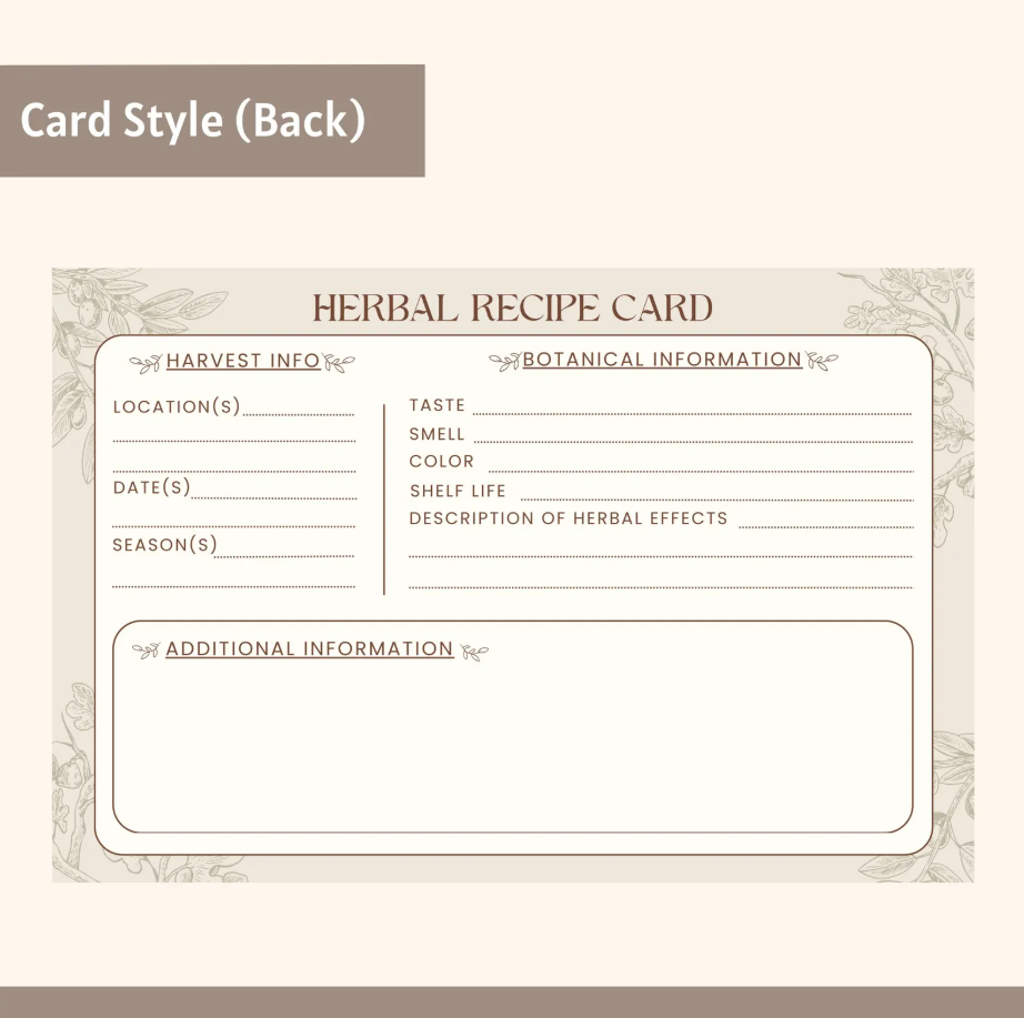 Printable Herbal Recipe Card Template | 4x6 Editable Design (Digital Download)
