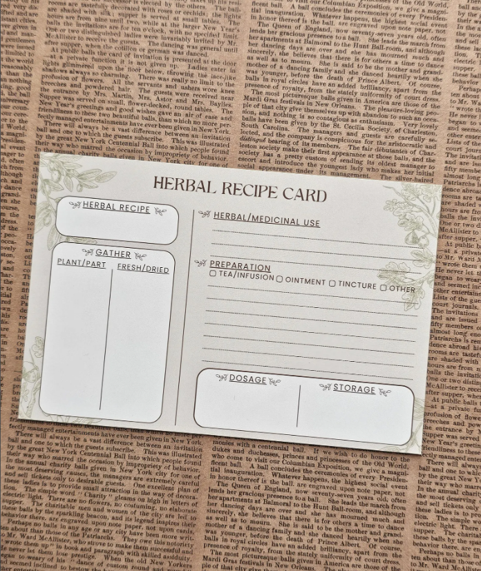 Printable Herbal Recipe Card Template | 4x6 Editable Design (Digital Download)