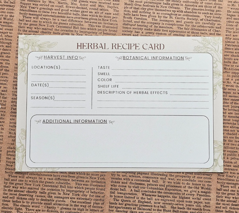 Printable Herbal Recipe Card Template | 4x6 Editable Design (Digital Download)