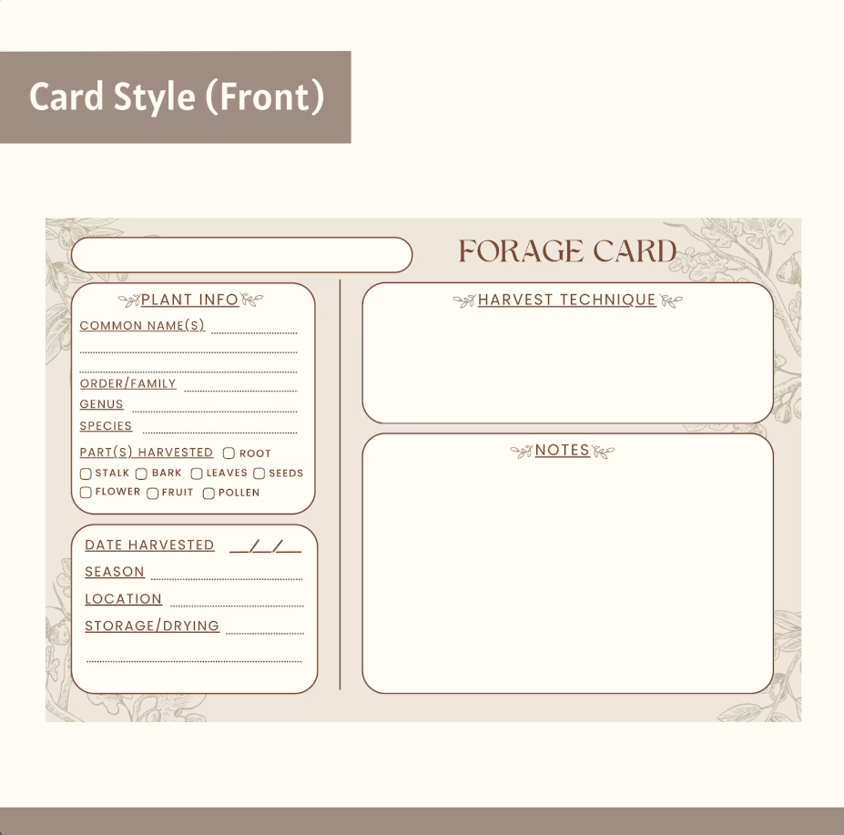 Printable Forage Card Template | 4x6 Editable Design (Digital Download)