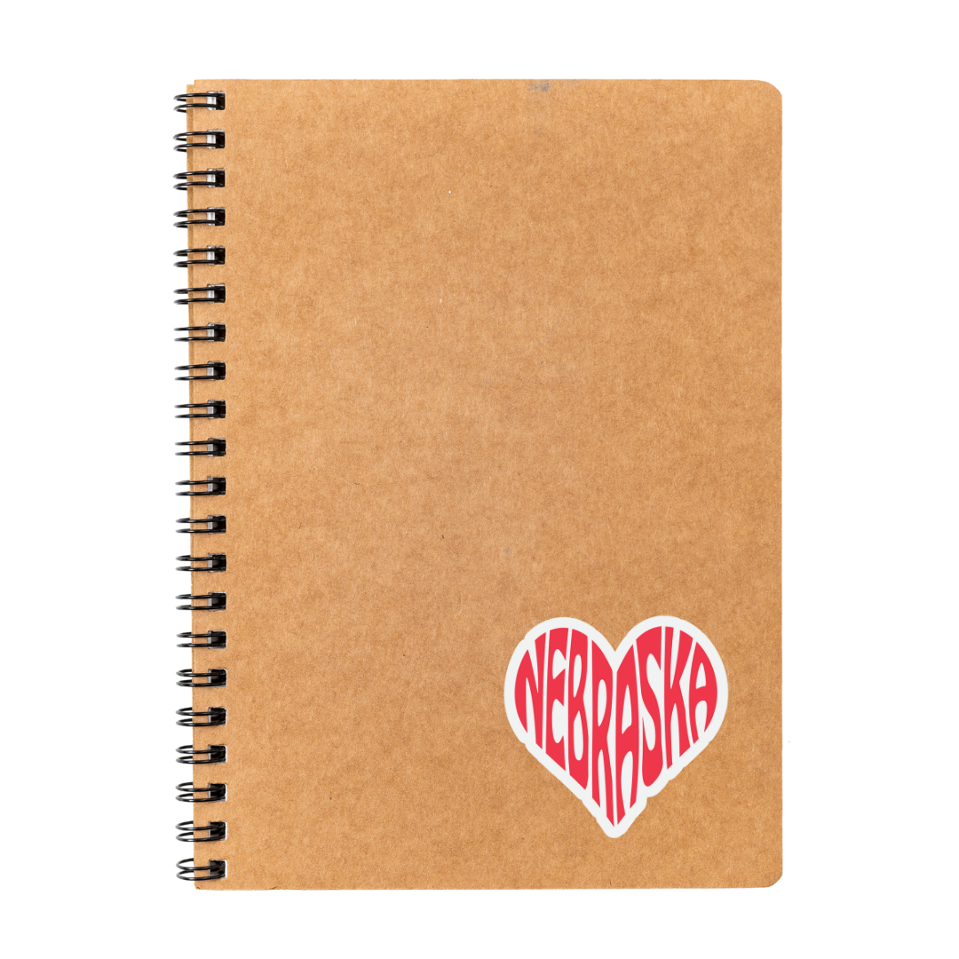 Retro Small Nebraska Heart Vinyl Die-Cut Sticker