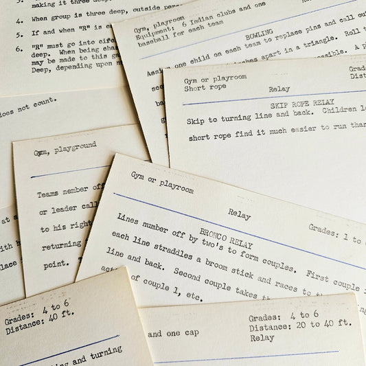 Set of 10 - Vintage Typed Index Cards