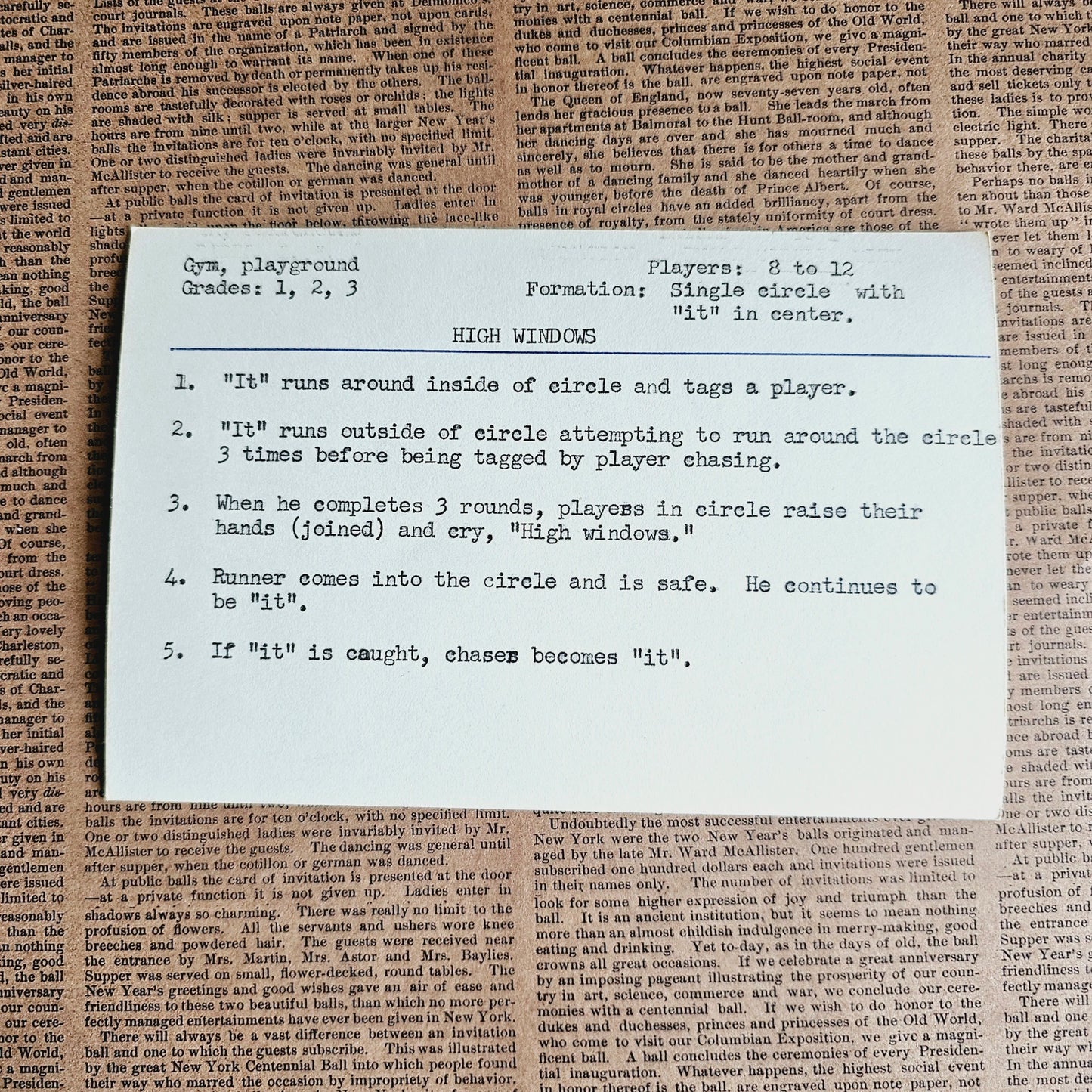 Set of 10 - Vintage Typed Index Cards