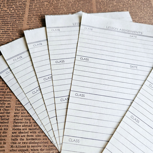 Set of 6 - Vintage Lesson Assignment Note Pages