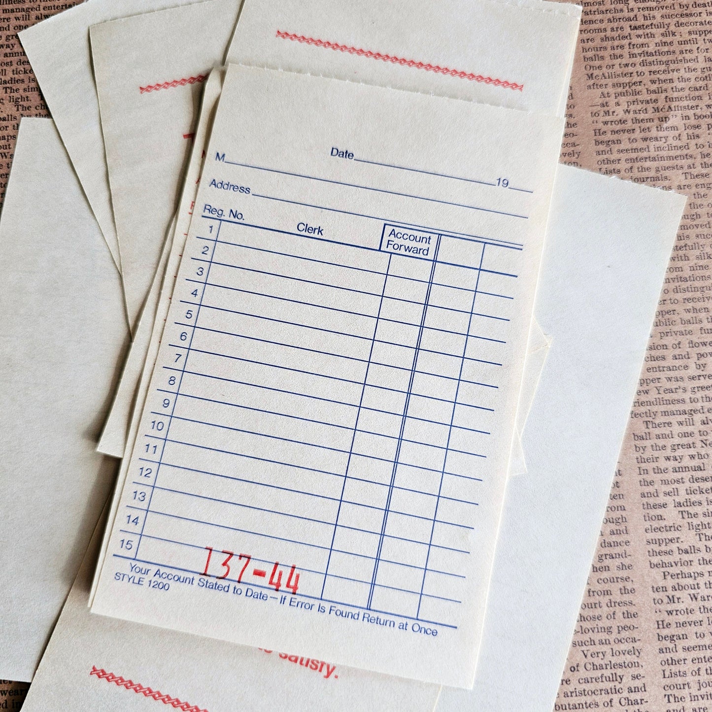 Set of 10 - Vintage Retro Check Receipt Pages