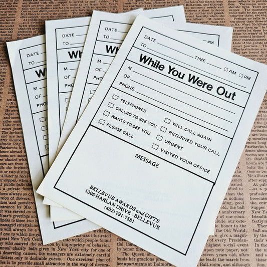 Set of 8 - "While You Were Out" Vintage Office Memo Pages