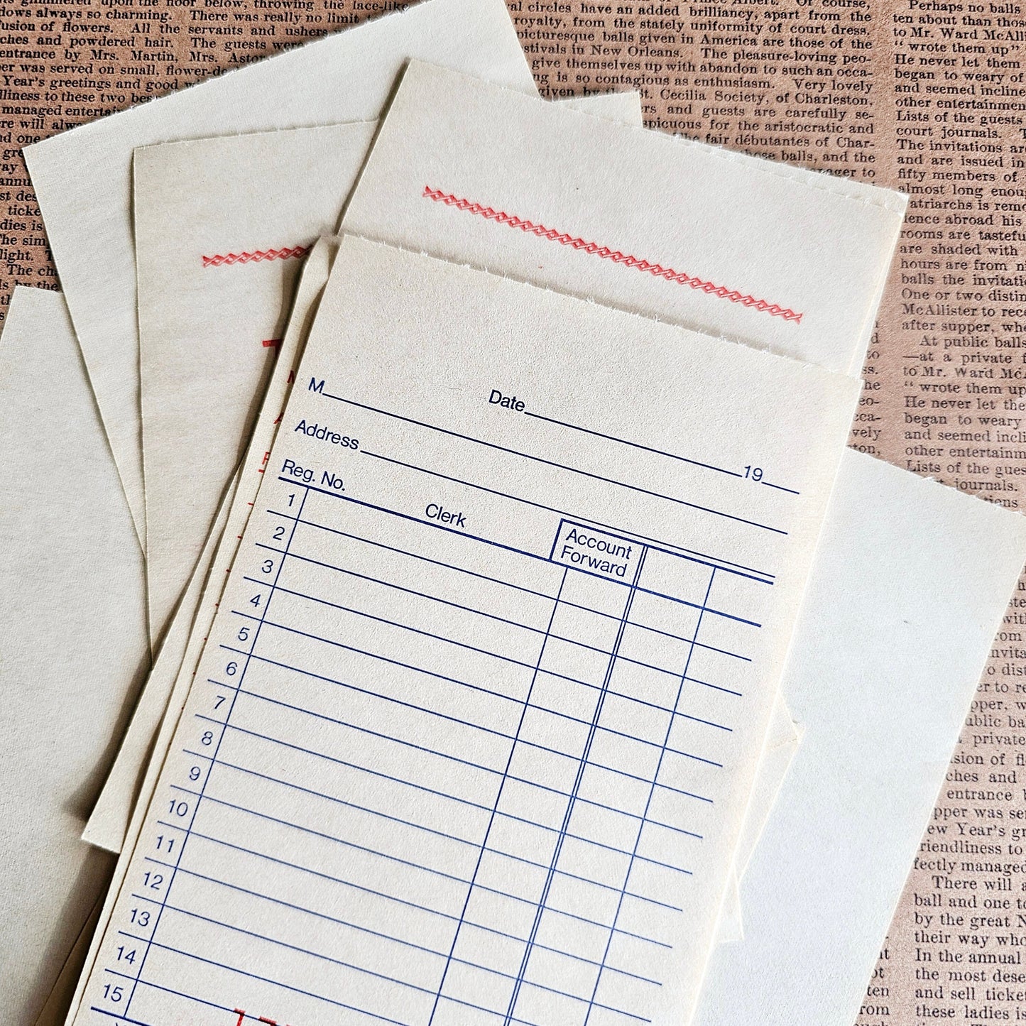 Set of 10 - Vintage Retro Check Receipt Pages