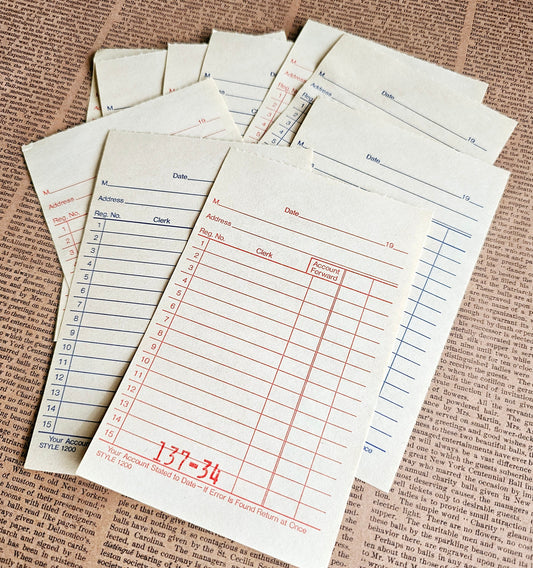 Set of 10 - Vintage Retro Check Receipt Pages