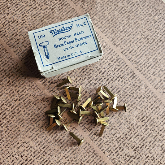 Vintage Box of Noesting Brass Paper Fasteners No. 2