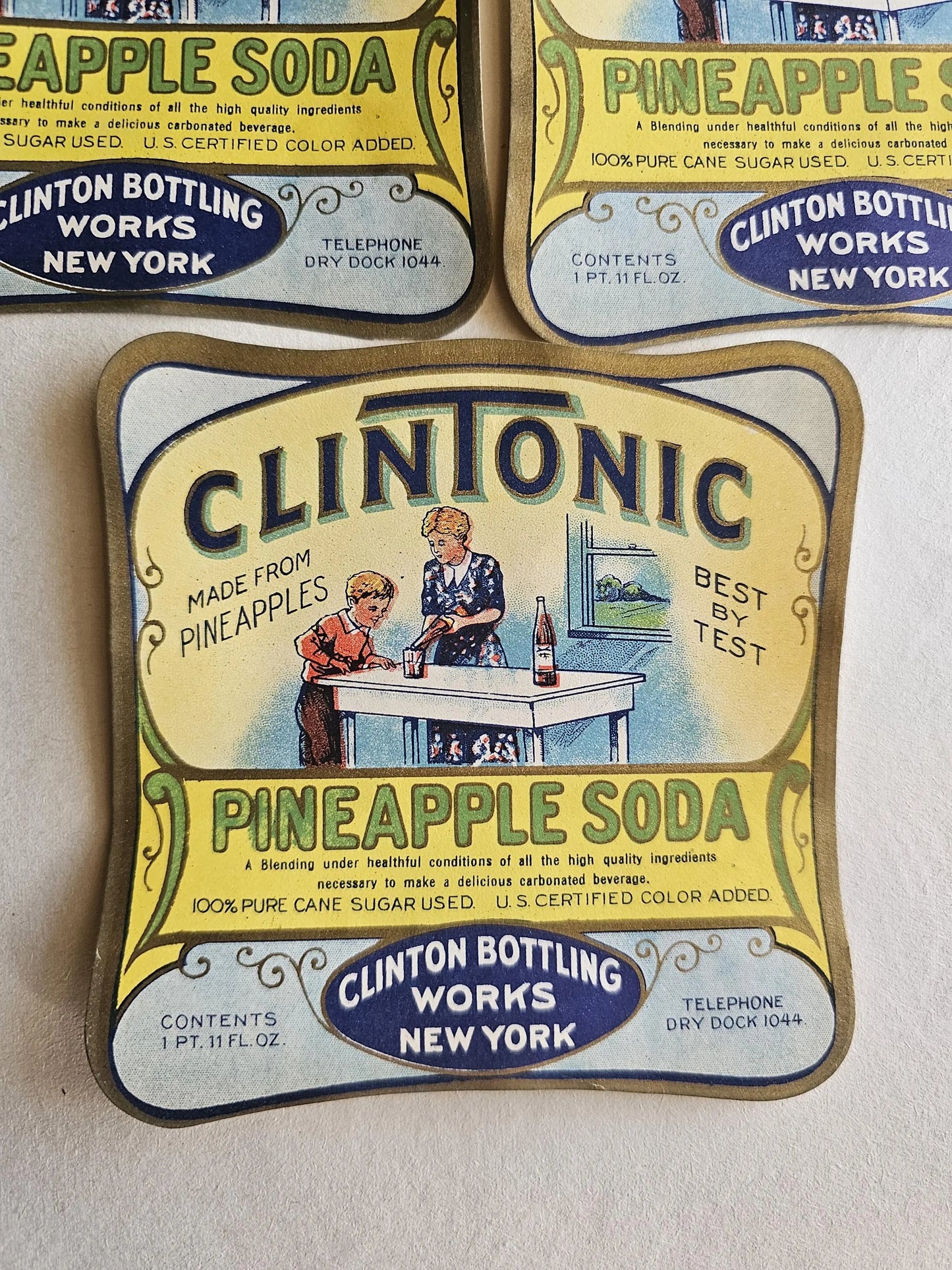 Set of 5 - Retro Clintonic Pineapple Soda Labels