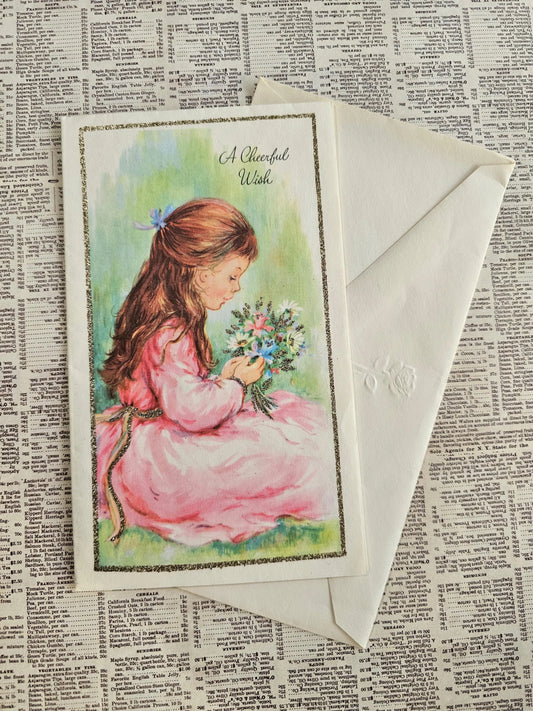 "A Cheerful Wish" Vintage Greeting Card and Envelope