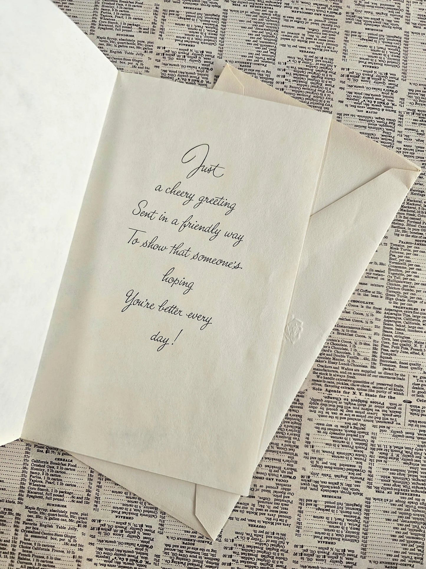 "A Cheerful Wish" Vintage Greeting Card and Envelope