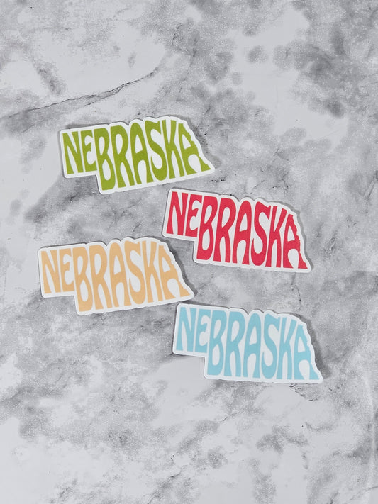 Retro Nebraska Small Vinyl Die-Cut Sticker